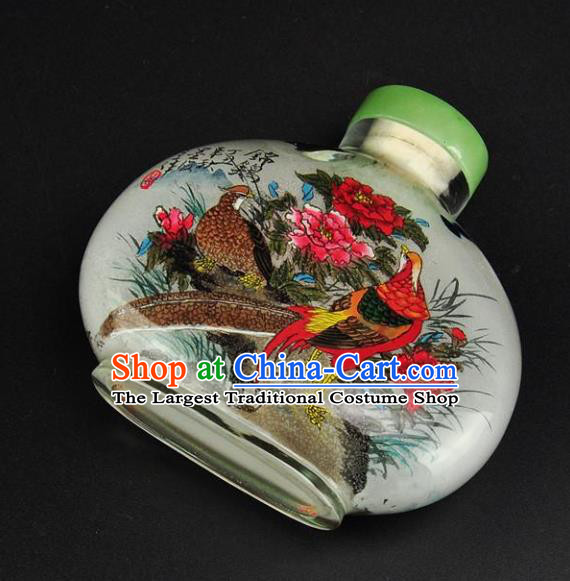 Chinese Handmade Flowers Birds Snuff Bottle Craft Traditional Inside Painting Peony Snuff Bottles Artware
