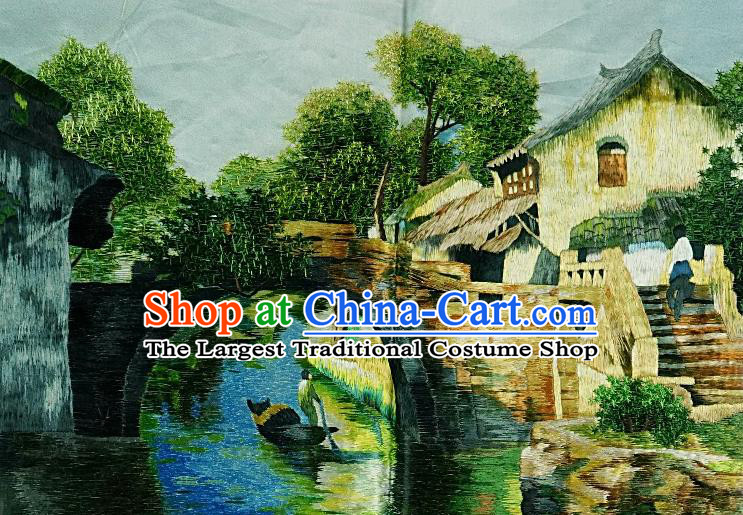 Traditional Chinese Embroidered Waterside Decorative Painting Hand Embroidery Silk Picture Craft