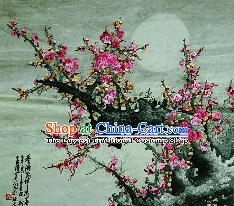 Traditional Chinese Embroidered Plum Blossom Decorative Painting Hand Embroidery Silk Wall Picture Craft