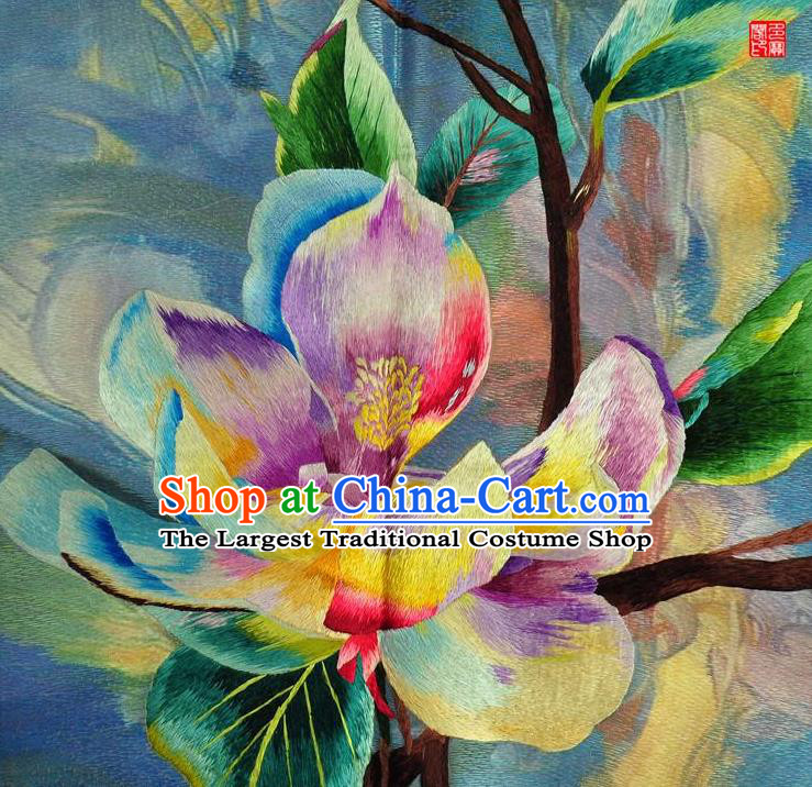 Traditional Chinese Embroidered Lotus Fabric Patches Hand Embroidering Applique Suzhou Embroidery Silk Accessories