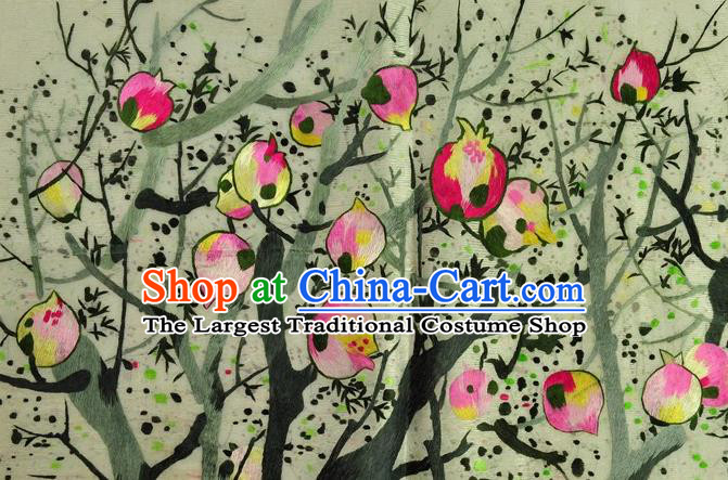 Traditional Chinese Embroidered Pomegranate Decorative Painting Hand Embroidery Silk Wall Picture Craft