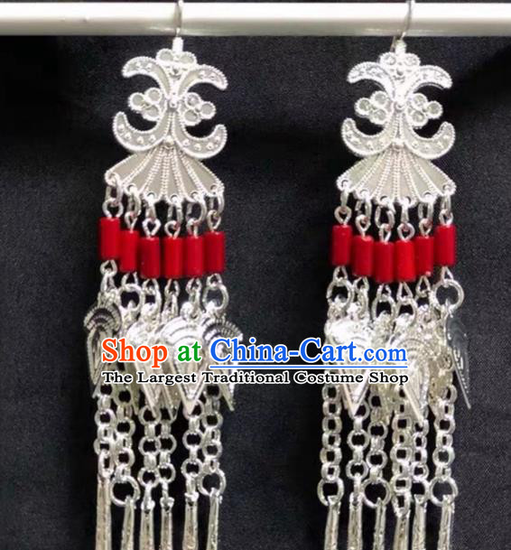 China Miao Nationality Folk Dance Earrings Handmade Ethnic Minority Wedding Ear Accessories