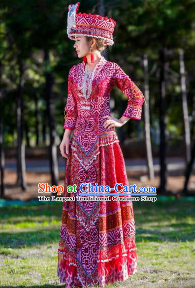 Custom Ethnic Wedding Dress Top Quality China Miao Minority Bride Costume and Hat for Women
