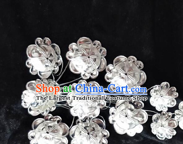 China Ethnic Folk Dance Hair Accessories Minority Argent Flowers Hairpin Miao Nationality Bride Hair Stick