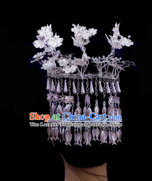 Chinese Miao Ethnic Bride Headdress Quality Miao Nationality Wedding Hair Combs Tassel Hairpins Phoenix Coronet Full Set