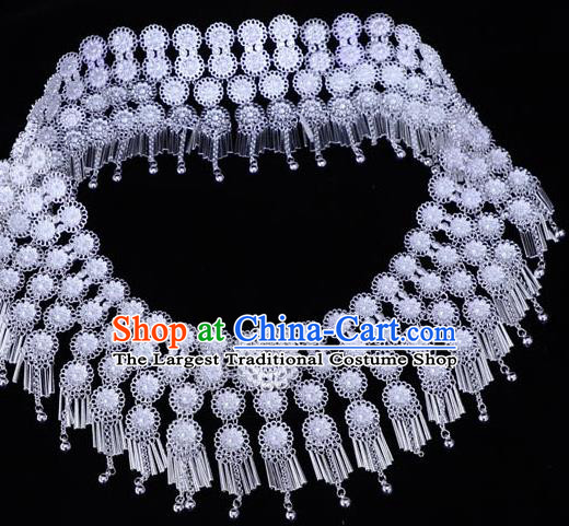 China Traditional Miao Silver Waist Accessories Yunnan Miao Ethnic Jewelry Belt