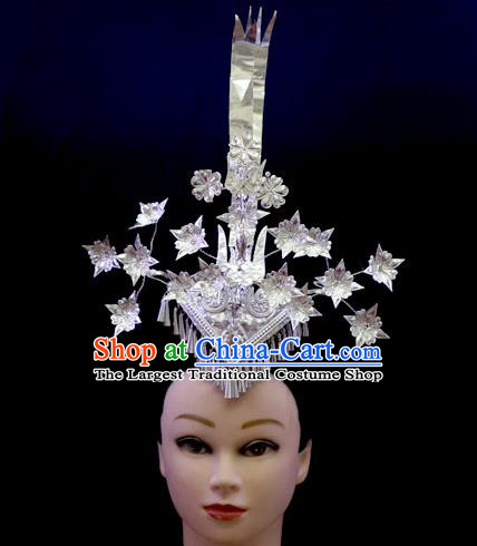 Chinese Miao Ethnic Silver Phoenix Hairpin Quality Nationality Folk Dance Hair Accessories Minority Bride Hair Crown