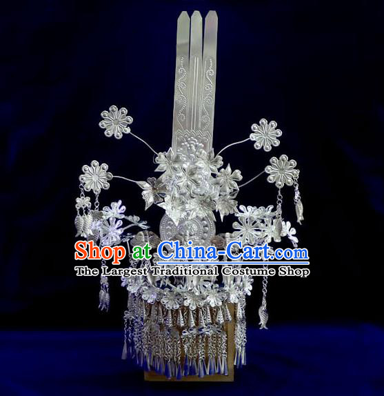 Chinese Guizhou Traditional Minority Stage Show Hair Accessories Ethnic Festival Hair Crown Miao Nationality Wedding Hairpins Phoenix Coronet