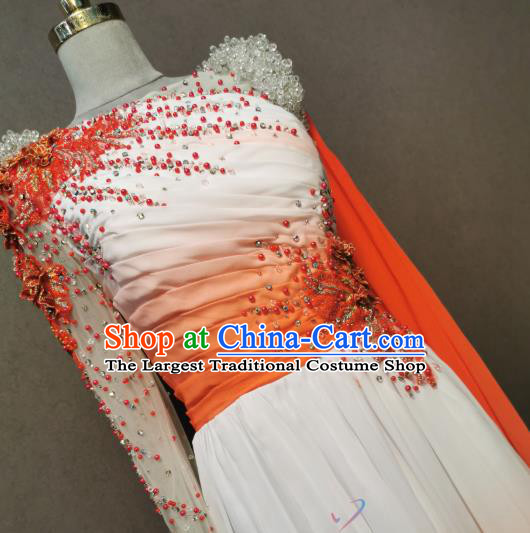 Top Grade Singing Competition Clothing Chorus Costumes Modern Dance Orange Dress