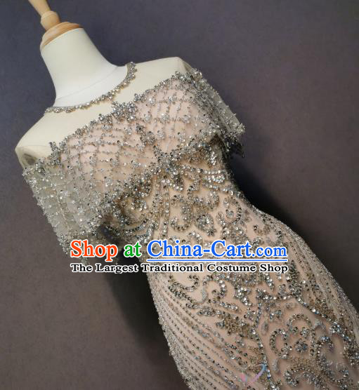 Chorus Embroidered Champagne Full Dress Evening Wear Singer Costumes Annual Meeting Compere Clothing