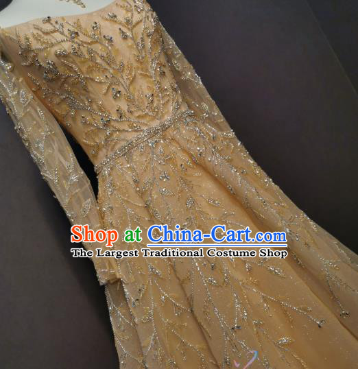Drilling Golden Dress Annual Meeting Compere Full Dress Evening Wear Bride Costumes