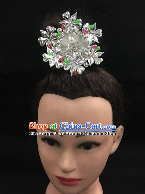 China Handmade Dong Minority Folk Dance Hair Accessories Flowers Hairpins Miao Ethnic Colorful Beads Hair Crown