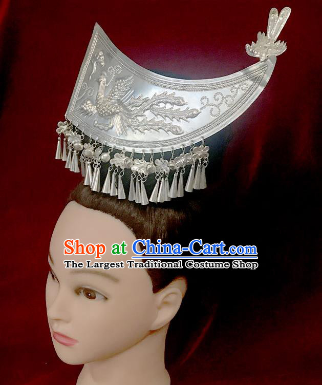 China Miao Minority Horn Hair Crown Handmade Ethnic Folk Dance Hairpin Miao Nationality Stage Performance Hair Accessories