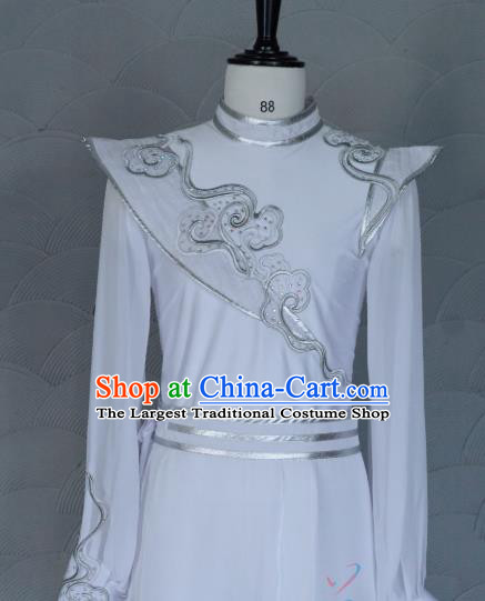China New Year Drum Dance Costume Spring Festival Gala Clothing Men Classical Dance White Apparels