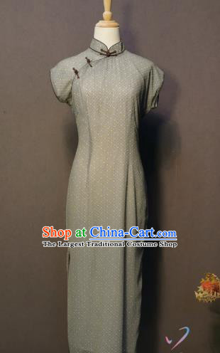 Republic of China Green Chiffon Qipao Dress Drama Classical Clothing Shanghai Traditional Cheongsam