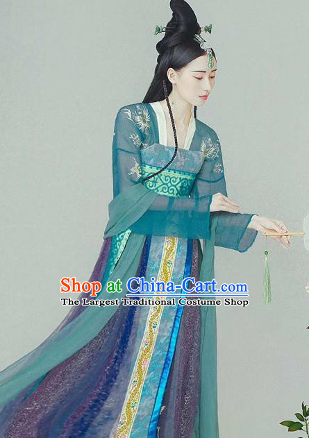 Chinese Tang Dynasty Costumes Hanfu Dress Traditional Ancient Palace Lady Clothing and Headpieces