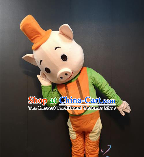 Chinese Spring Festival Pig Costume Children Day Celebration Stage Performance Walking Cartoon Clothing and Headwear for Adults