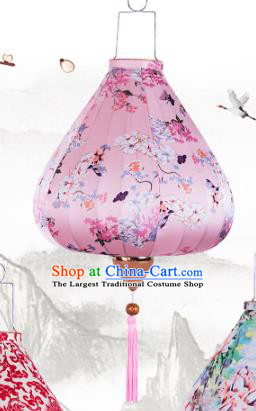 Handmade Chinese Printing Flowers Pink Palace Lanterns Traditional New Year Lantern Classical Festival Cloth Lamp