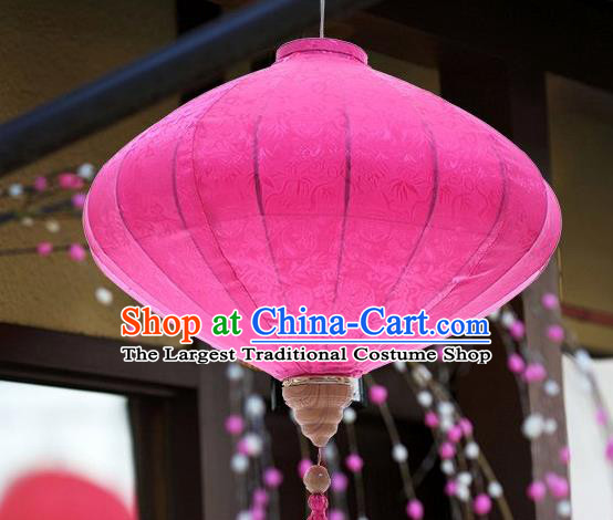 Handmade Chinese Rosy Silk Palace Lanterns Traditional New Year Decoration Lantern Classical Festival Hanging Lamp