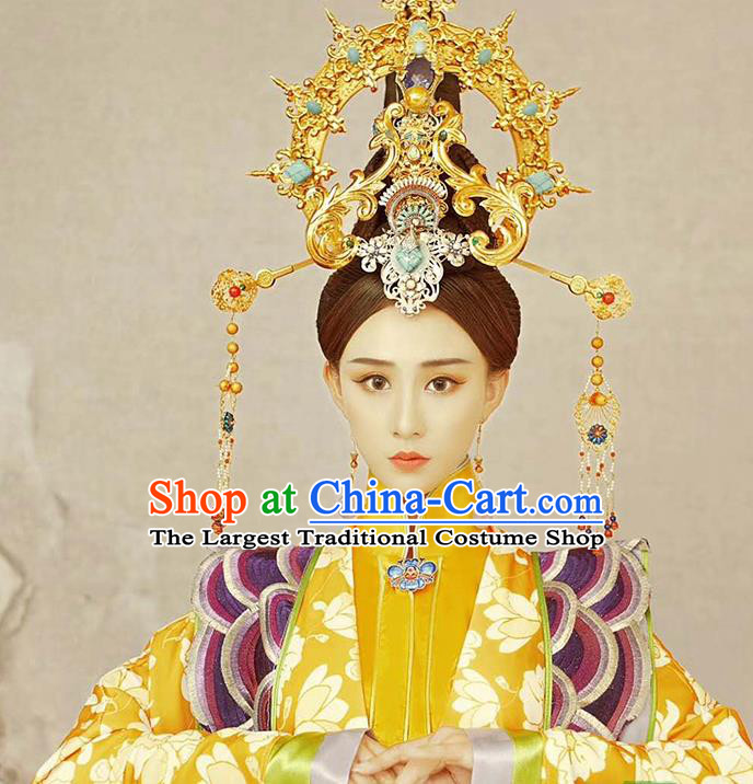 Chinese Ancient Empress Costumes Drama Traditional Tang Dynasty Queen Hanfu Dress Apparels and Headdress Full Set