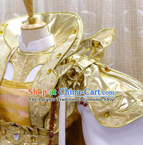 China Cosplay Empress Golden Dress Custom Clothing Traditional Ancient Chivalrous Queen Costumes Full Set