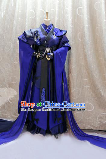 Cosplay Swordsman Jian Feidao Costumes Custom China Ancient Warrior Blue Clothing