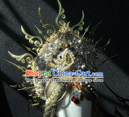 Handmade Baroque Hair Accessories Halloween Cosplay Deluxe Queen Royal Crown Headwear