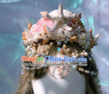 Handmade Starfish Hair Accessories Headwear Halloween Cosplay Mermaid Princess Deluxe Royal Crown