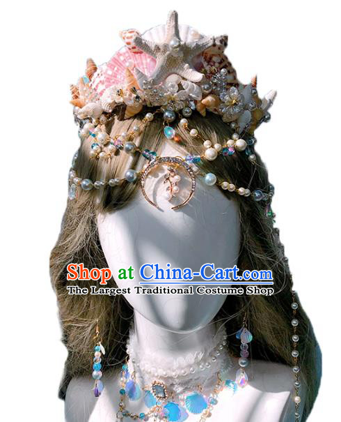 Handmade Starfish Hair Accessories Headwear Halloween Cosplay Mermaid Princess Deluxe Royal Crown