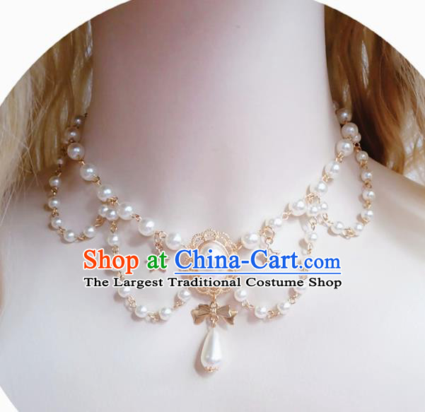 Europe Court Pearls Necklace Baroque Bride Necklet Halloween Cosplay Princess Accessories