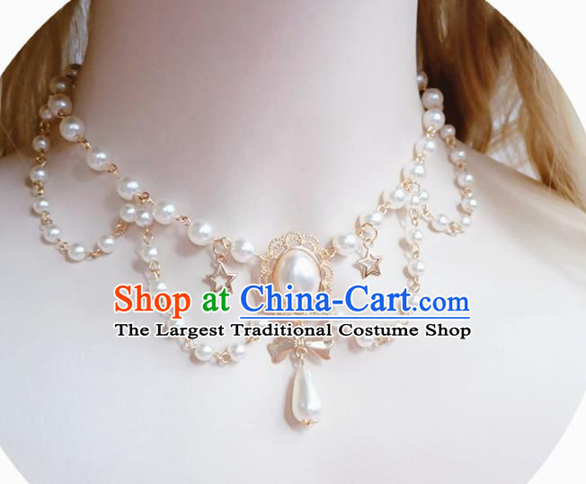 Europe Court Pearls Necklace Baroque Bride Necklet Halloween Cosplay Princess Accessories