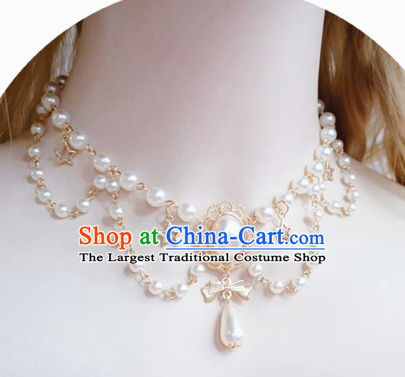 Europe Court Pearls Necklace Baroque Bride Necklet Halloween Cosplay Princess Accessories