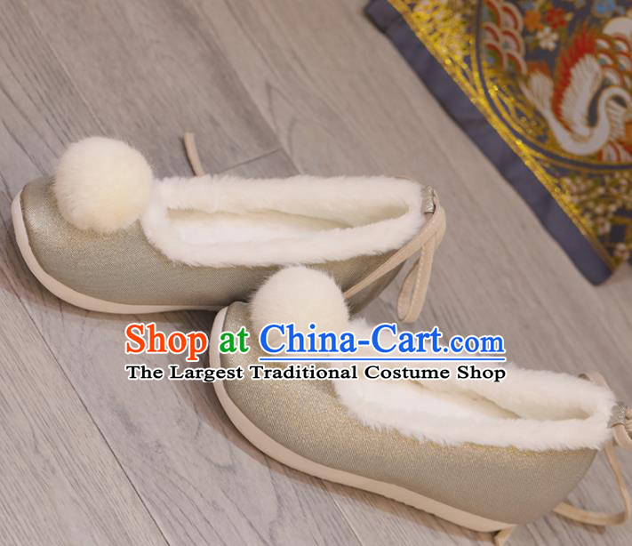 Handmade China Grey Satin Shoes Stage Show Hanfu Shoes Princess Shoes Opera Shoes