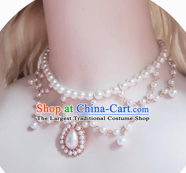 Court Pearls Necklace Halloween Cosplay Princess Accessories Baroque Bride Necklet