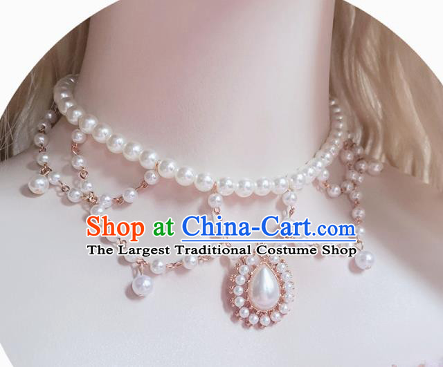 Court Pearls Necklace Halloween Cosplay Princess Accessories Baroque Bride Necklet