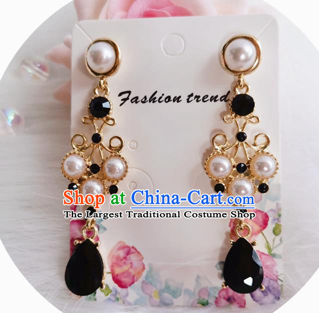 Handmade Gothic Black Earrings Court Retro Earrings Europe Eardrop Renaissance Accessories