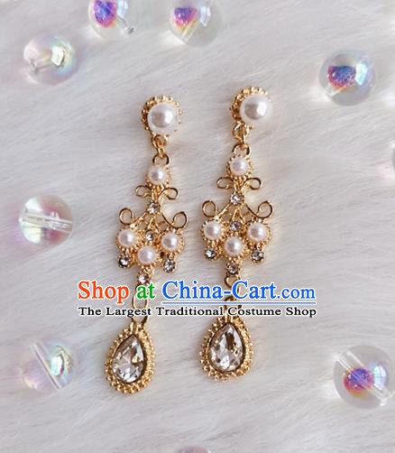 Handmade Pearls Earrings Baroque Retro Accessories Europe Court Crystal Eardrop