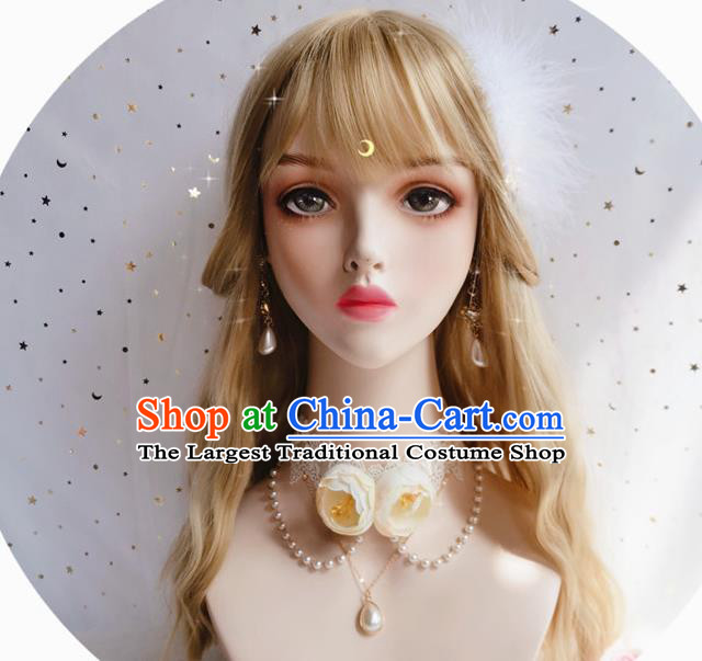 Top Europe Court White Roses Necklet Bride Wedding Necklace Halloween Cosplay Stage Show Accessories
