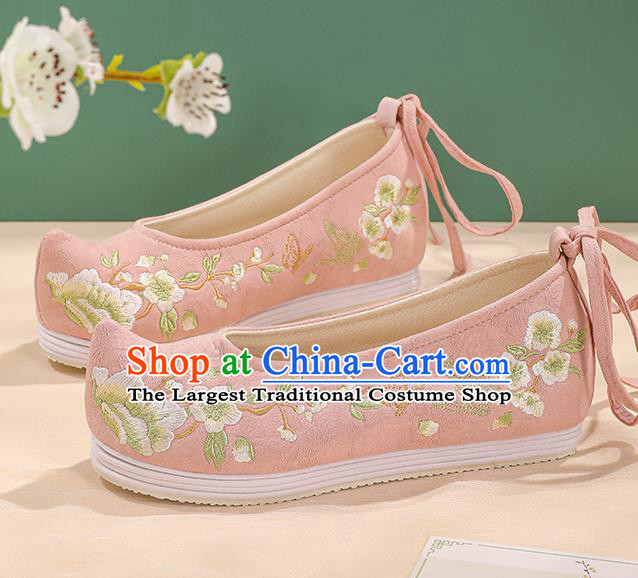 China Handmade Princess Shoes Traditional Hanfu Cloth Shoes Embroidered Plum Butterfly Bow Shoes