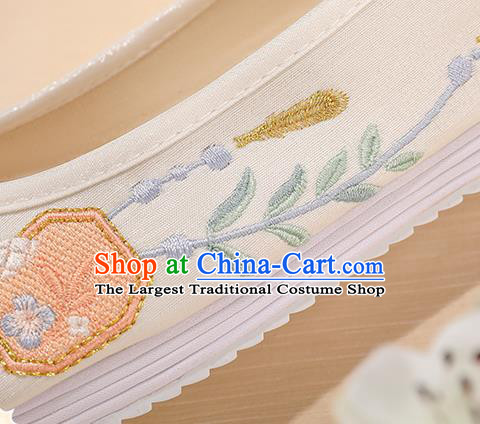 China White Embroidered Shoes Hanfu Shoes Handmade Princess Shoes Traditional Cloth Shoes