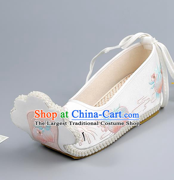 China Ming Dynasty Women Shoes Embroidered Shoes Traditional Hanfu Shoes Princess Shoes
