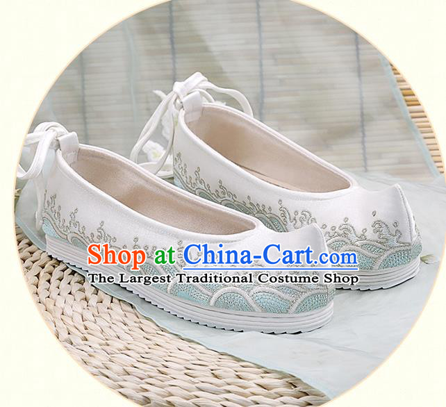 China White Cloth Shoes Traditional Embroidered Shoes Hanfu Shoes Handmade Shoes National Shoes