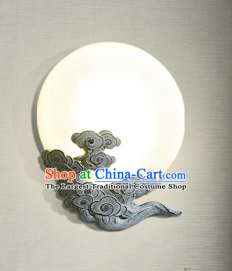 China Handmade Traditional Home Decoration Light Moon Corridor Lamp Carving Stone Cloud Wall Lantern