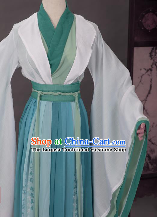 Cosplay Chinese Jin Dynasty Noble Childe Costumes Ancient Scholar Green Chiffon Clothing