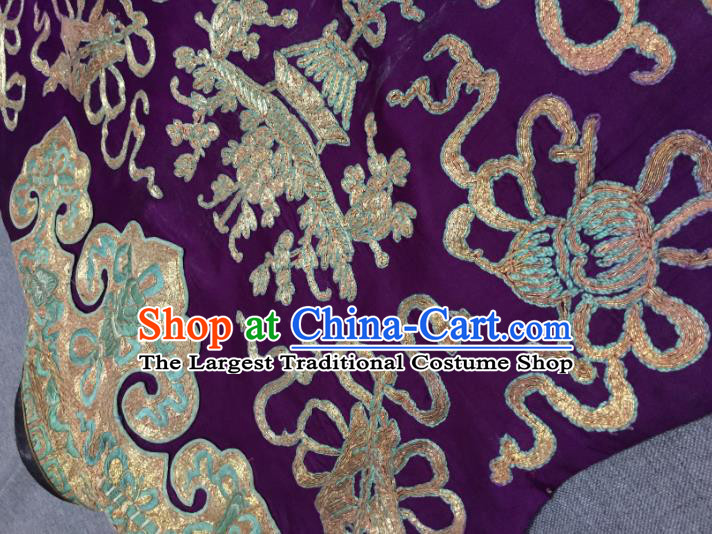 Chinese Court Embroidered Apparels Upper Outer Garment National Costume Tang Suit Purple Silk Jacket
