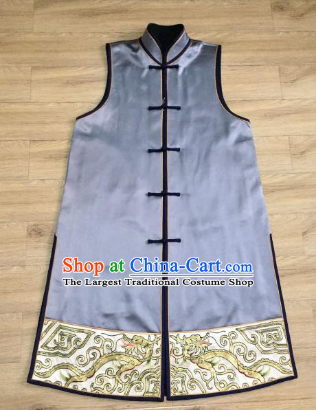 China Embroidered Kylin Lilac Silk Long Vest Women National Clothing Cheongsam Waistcoat