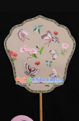 Chinese Suzhou Embroidery Fans Double Side Embroidered Silk Fan Traditional Butterfly Pattern Palace Fan