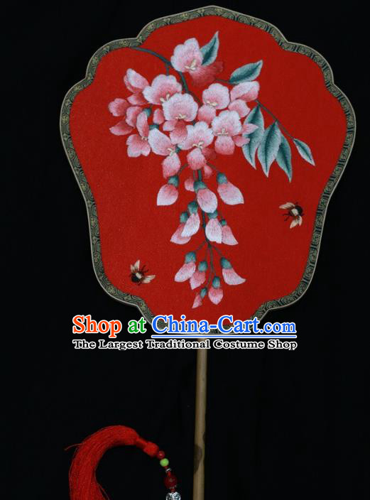China Bride Fan Suzhou Embroidery Double Side Fan Palace Fan Classical Dance Silk Fans Traditional Wedding Fan