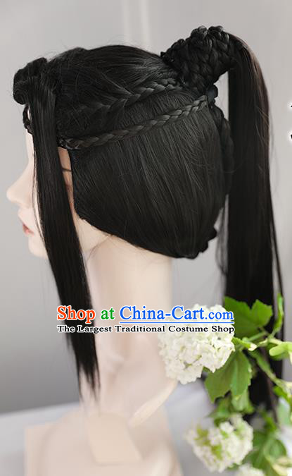 Best Chinese Drama Ancient Swordsman Wig Sheath China Quality Front Lace Wigs Cosplay Ming Dynasty Knight Wig