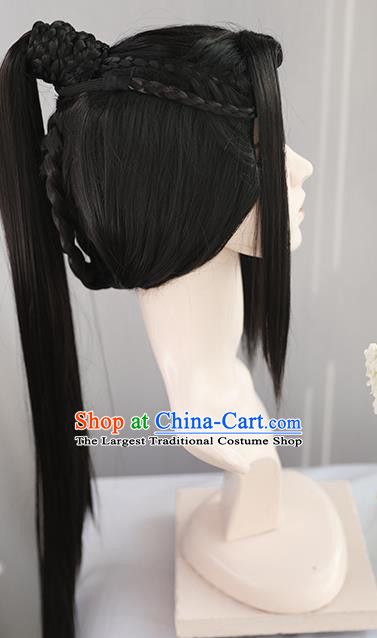 Best Chinese Drama Ancient Swordsman Wig Sheath China Quality Front Lace Wigs Cosplay Ming Dynasty Knight Wig